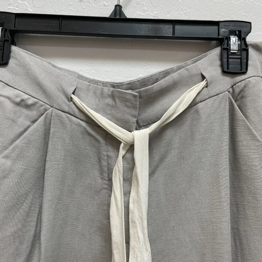 Wilfred Pants Womens 2 Cropped Cuffed Drawstring Lyocell Linen Gray‎ Button Fly